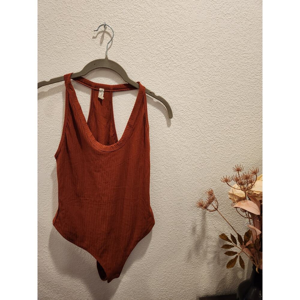 NWOT Free People Ribbed Halter‎ Bodysuit Thong Bottom Snap Size S Small